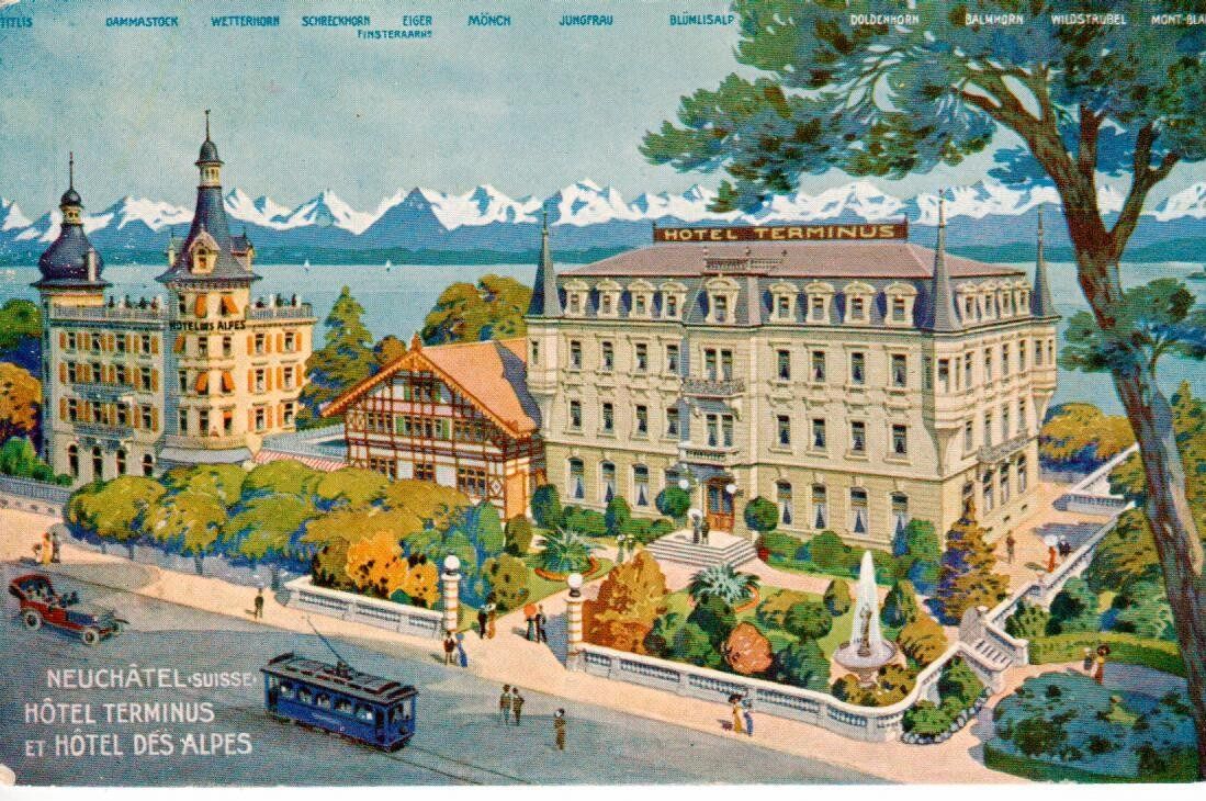 Cartoline postali: Neuchâtel - Hotel Terminus – Usato da Wolhusen venduto da Curver9