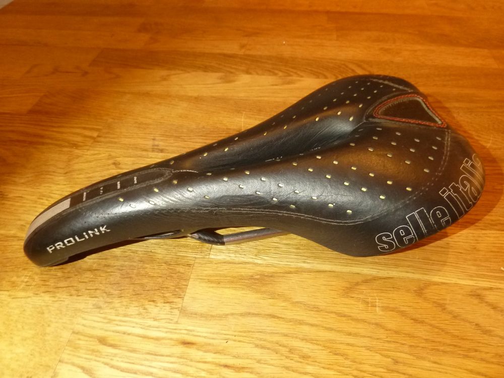 Selle De Vélo Vintage Selle Italia Prolink Trans Am – Gel Flow, Noire, Made In Italy, Occasion