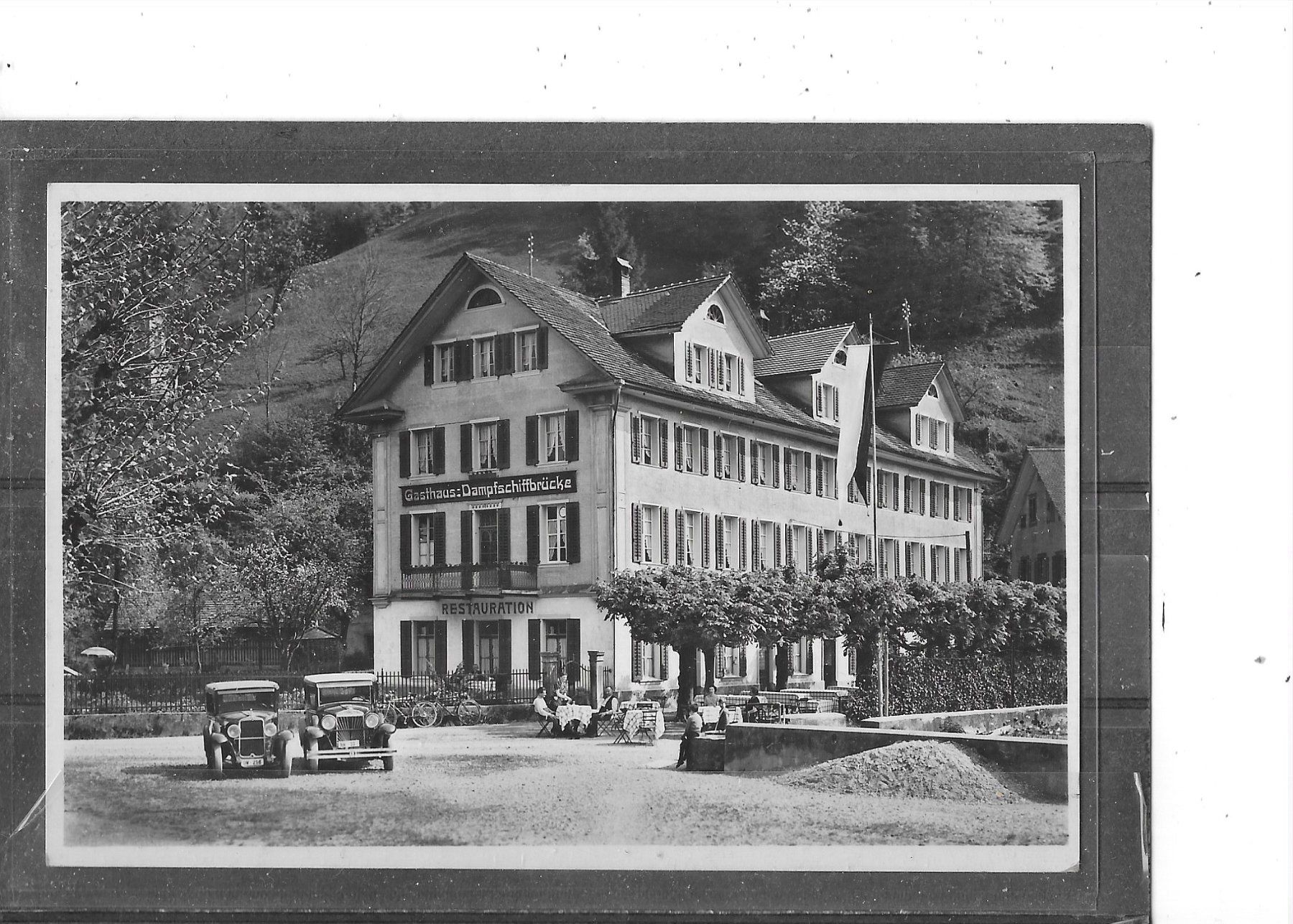 Cartoline postali: NW Rotzloch b./Stansstad Rest.Dampfschiffbrücke m.Oldtimer – Usato da Schocherswil venduto da Wilare