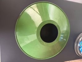 Grand abat-jour lampe vintage émaillé vert