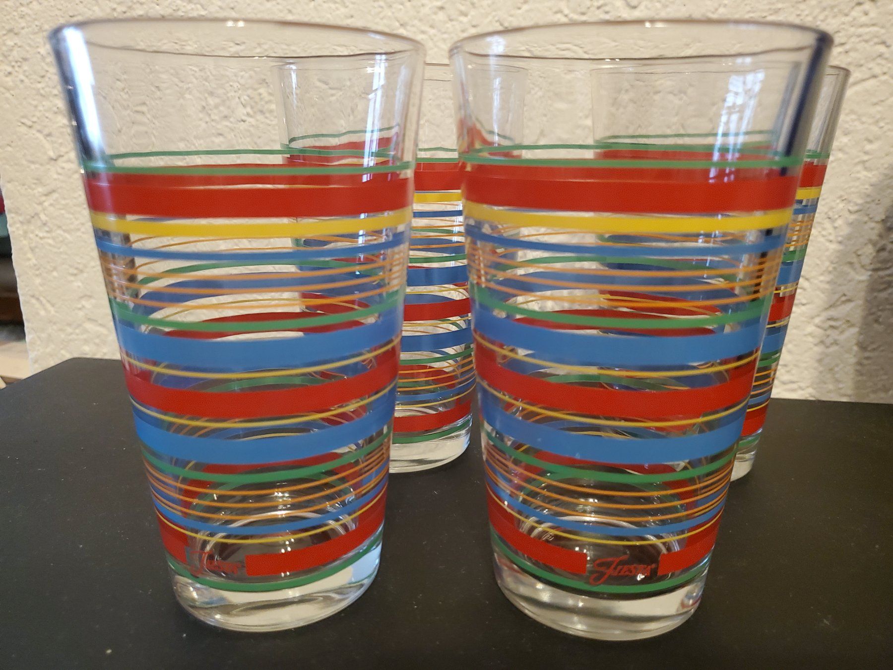 Bicchieri: Verre à rayures couleurs vives Libbey USA – Usato da Rennaz venduto da La_malle_du_dauphin 3