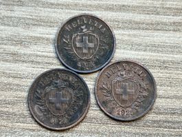 Schweizer 1  Rappen 1925, 3 Stk. - Schöne Sammlerstücke!