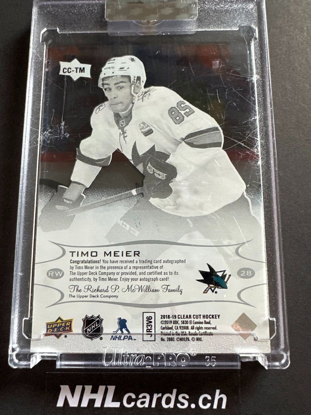 NHL Sammelbilder & Trading cards: Timo Meier NHL Clear Cut Auto Card – Gebraucht aus Belp von nhlcards.ch 1