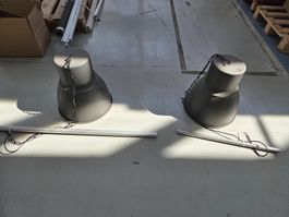 2er Set Vintage Industrie Hängelampen, grau, Top Zustand!