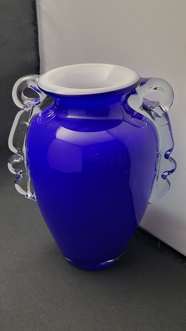 Murano Vase & Récipients: Kobaltblaue Überfang-Vase – D'occasion à Basel par spinne02 1