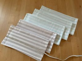 5 Tischläufer, 2 weiss-grau, 3 weiss-mit, ca. 38 cm x 145 cm