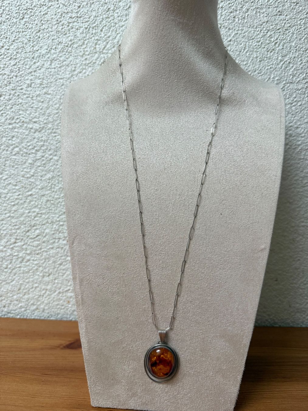 Catenine: Vintage Silber Kette mit Bernstein Anhänger 835 – Usato da Spiegel b. Bern venduto da Rogger72 7
