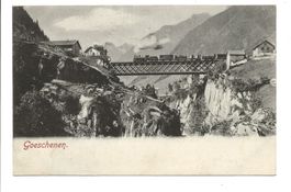 Göschenen (UR) Gotthardbahn - Dampflok über Viadukt - 1902