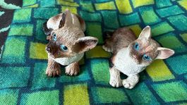 Vintage Siam Katzen, Katzenfiguren Polyresin, 2 Grössen