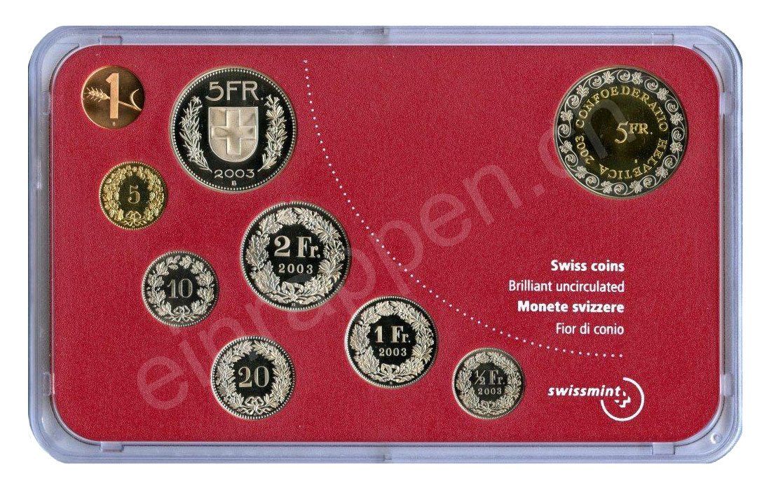 Alle Münzen: SET de monnaie suisse de 2003 non circulé FDC – Neu und originalverpackt aus Fribourg von Kiki020 1