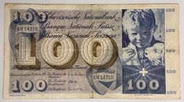 Banknote 100 Franken 25. Oktober 1956