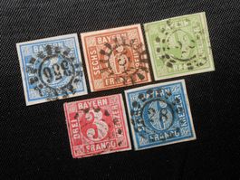 BAY  MI 2 ll/ 4 ll/5/ 9a/ 10a  Bayern  1850/62  Lot 705