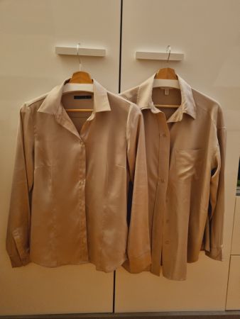 2 x Elegante Satinbluse River Woods Gr. 38 beige Top Zustand