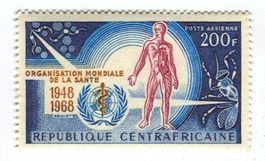 Briefmarke "WHO". Zentralafrikanische Republik