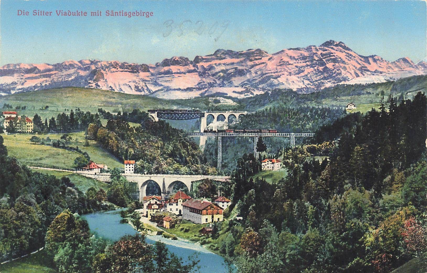 Ansichtskarten: Die sitter viadukte mit santisgebirge – Gebraucht aus Biasca von Blenio71