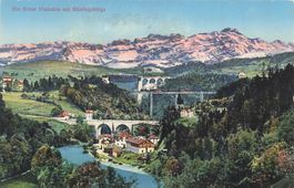 Die sitter viadukte mit santisgebirge