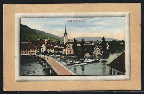 Cartoline postali: Stein a. Rhein, Uferpartie mit Brücke – Usato da Berlin venduto da bartko-reher
