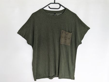 gestricktes T-Shirt in Olivgrün Gr.XL