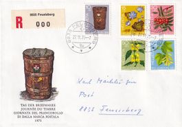 R-FDC Pro Juventute 1975 mit Einschreibezettel Nr. "000" !