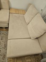 2er und 3er Sofa Veloursleder beige