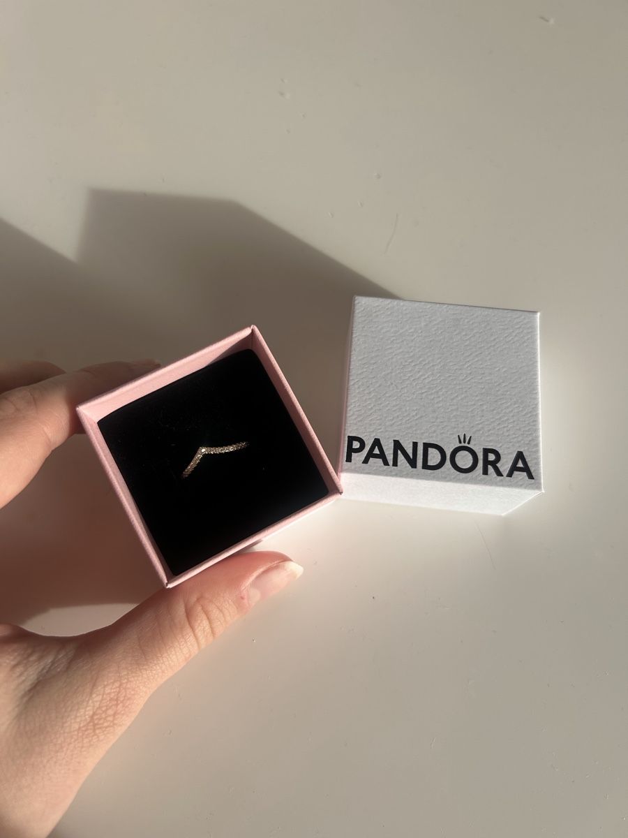 Pandora Anelli: Pandora Wishbone Ring Gold – Nuovo e nell'imballaggio originale da Winterthur venduto da tha_fvg2