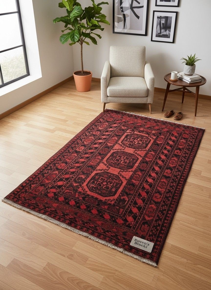 Tappeti: Handgemachter Orientteppich rot-schwarz 198x141cm – Usato da Rieden AG venduto da RuvensBrocki