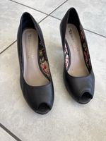 Tamaris Peeptoe Pumps Leder Schwarz Gr. 39 Sommer-Schuhe