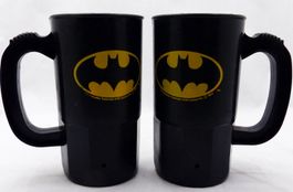 BATMAN LOT 2 VINTAGE SUPER MUG PLASTIC CUP 13 cm. DC 1989