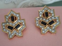 Art Deco.Clipse mit weisse und schwarze Steine