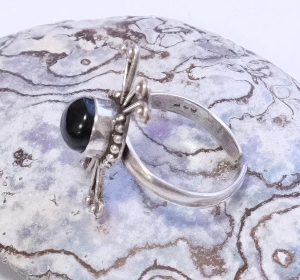 Anelli: Silberring Onyx (Grösse verstellbar) – Usato da Zürich venduto da Melody2000 2