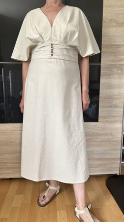 Robe beige 100% lin, boutonnée taille M/L