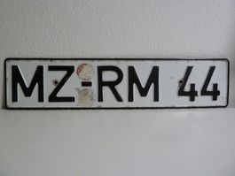Nummernschild / Kfz-Kennzeichen Deutschland MZ-RM 44 (Mainz-