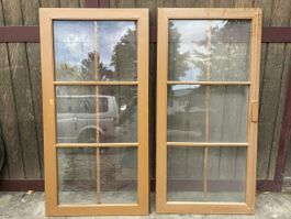 Fenstertüren Holz 2 Stk. 57x113cm, mit Glas, gebraucht
