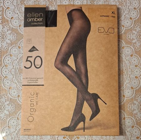 Ellen Amber Organic We Care 50den Strumpfhose Gr.XL Schwarz