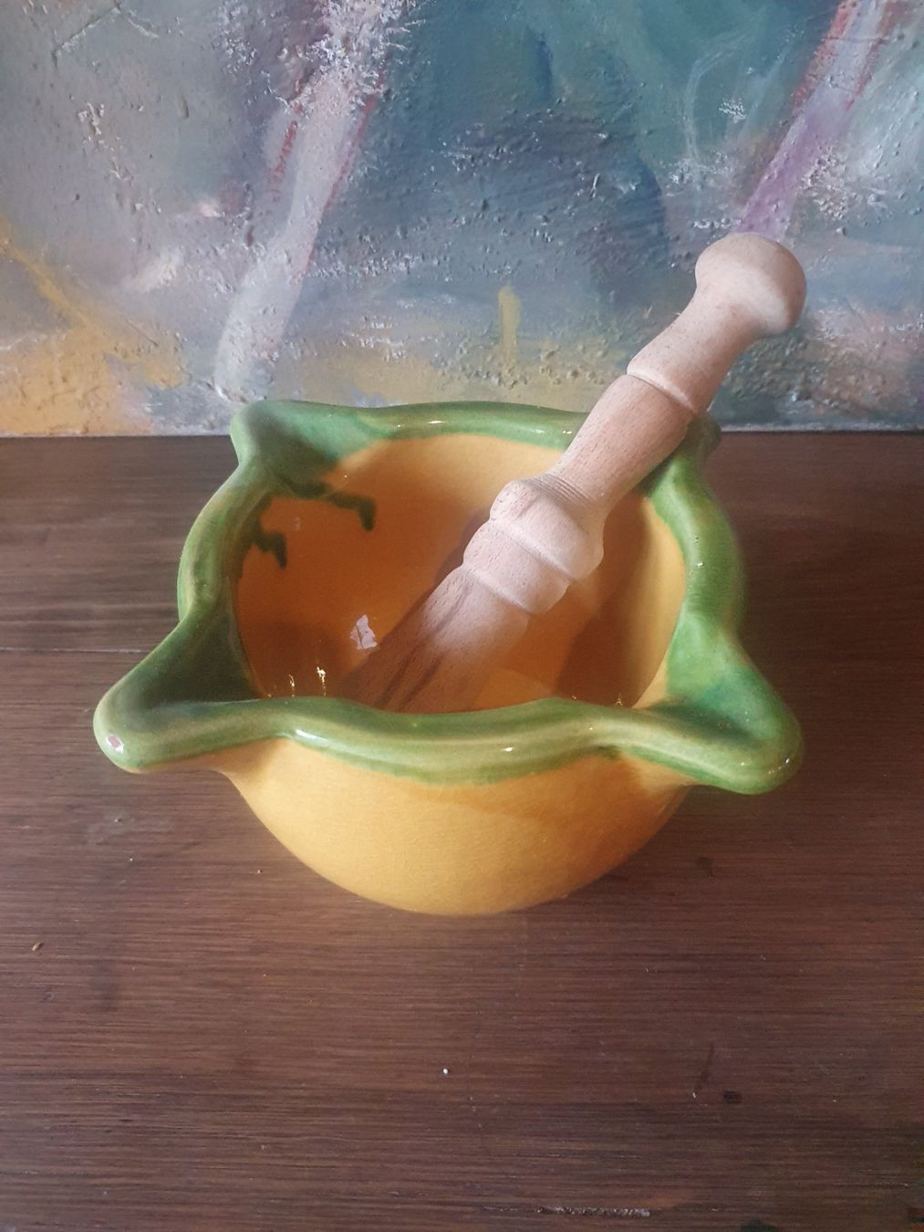 Sonstiges für das Kochen & Backen: Mortier et son pilon en terre cuite provençal – Gebraucht aus Thônex von lacomtessedesfees 1
