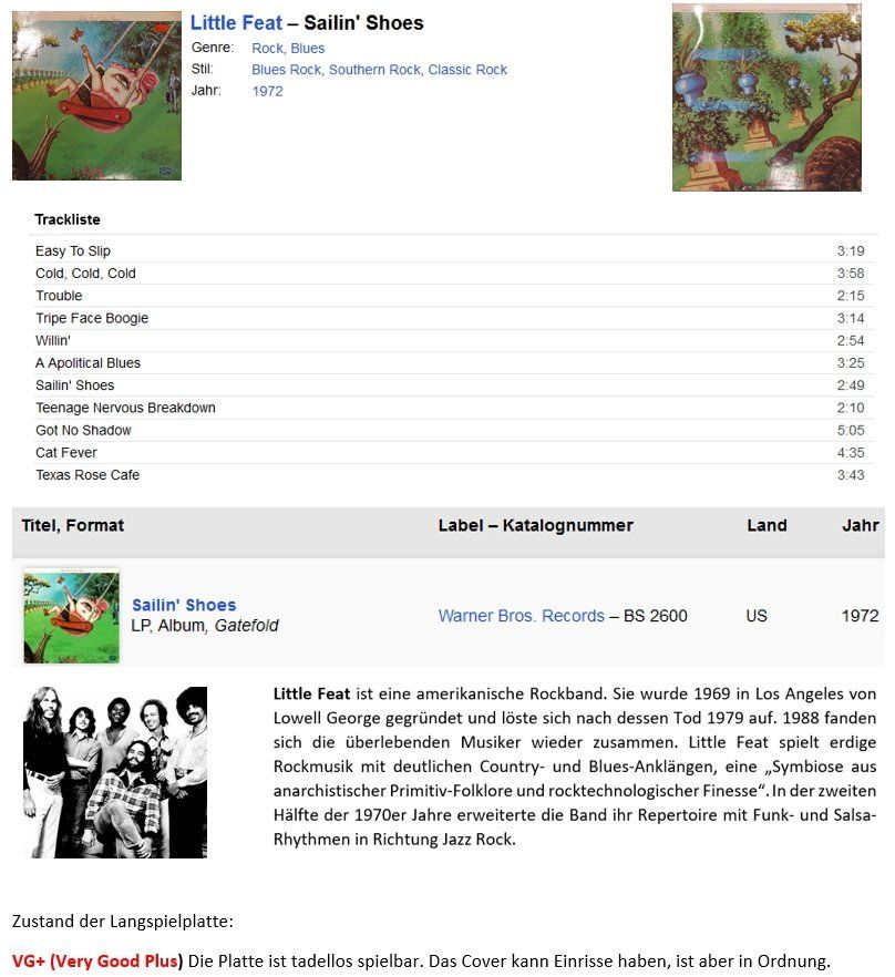 Vinyles: Little feat – D'occasion à Bonaduz par Mikebond