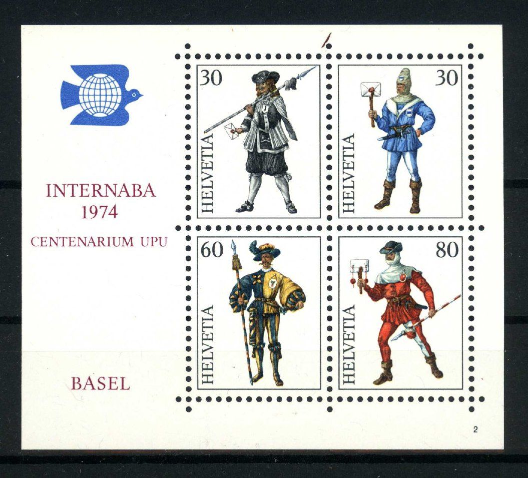 Tutti i francobolli: 1974, Gedenkblock NABA Basel, Nr. 2 ** – Usato da Willisau venduto da Vollstempel