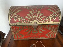Antike rare original Jugendstil Werbebüchse mit Schlüssel