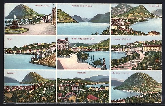 Cartoline postali: Lugano, Paradiso, Quai, Giardini Pubblic – Usato da Berlin venduto da bartko-reher