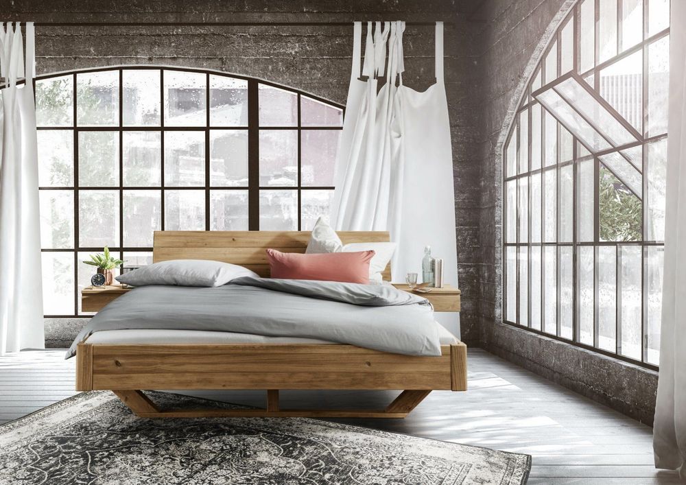 Bett ARON Wildeiche massiv 180 x 200 cm mit Holzkufen (Neu und ...