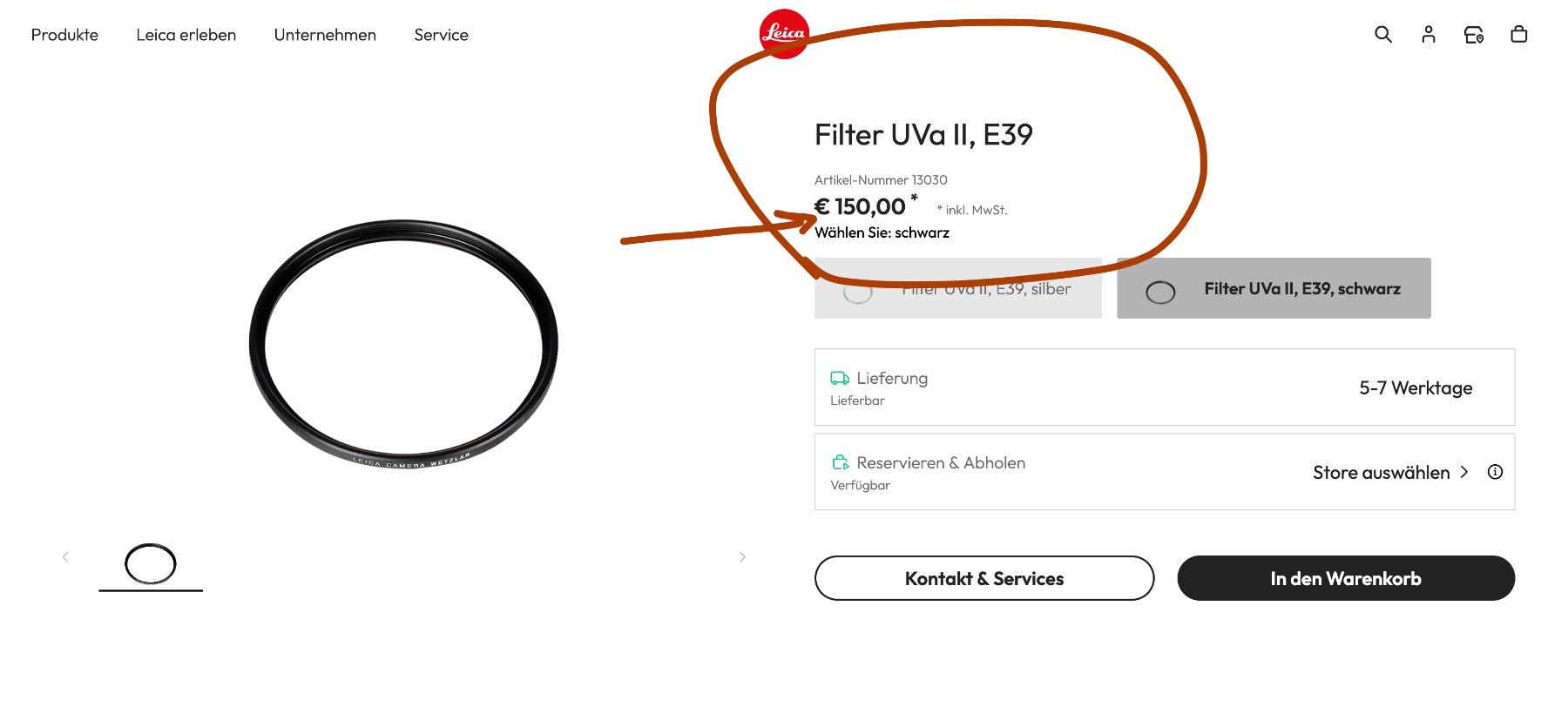 Filtri: Filter UVa II E39  Leica Wetzlar UV Filter 39mm – Usato da Emmen venduto da chromaton 1