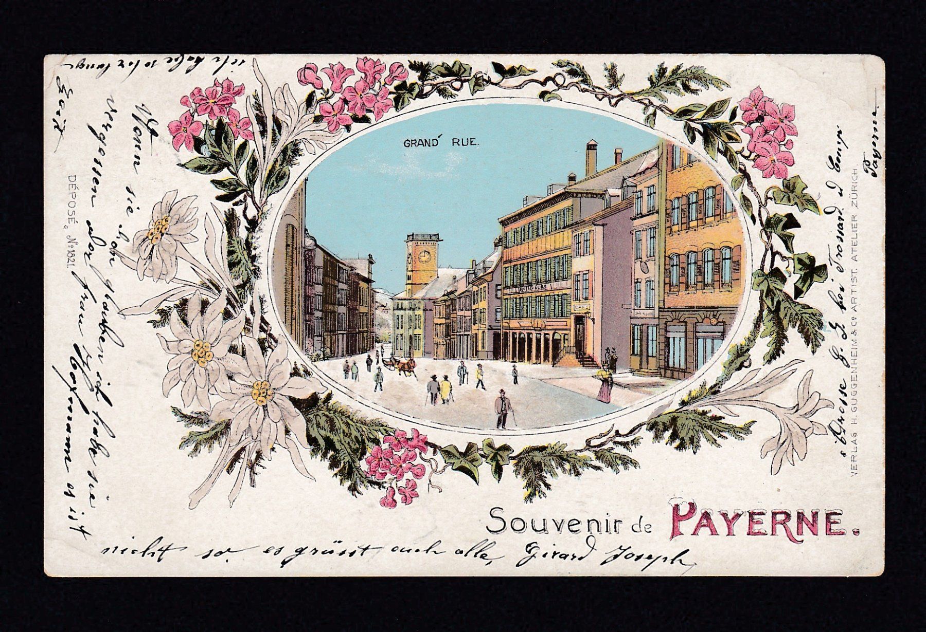 Cartoline postali: PAYERNE - Grand' Rue, Litho 1900 – Usato da Reiden venduto da cinfis