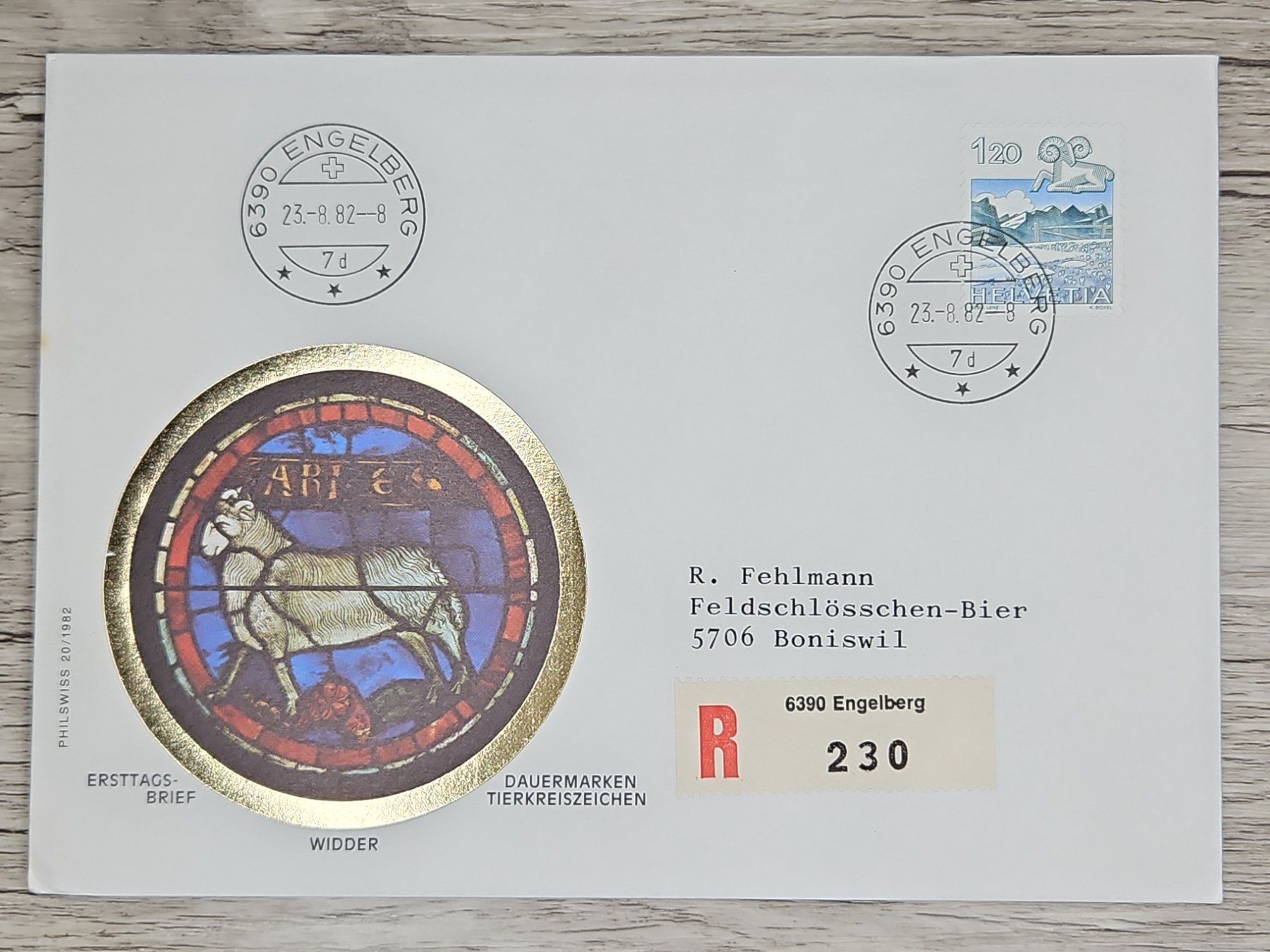 Tutti i francobolli: CL01 Enveloppe + Timbre Suisse 1982 – Usato da Cousset venduto da Patrick_Collections
