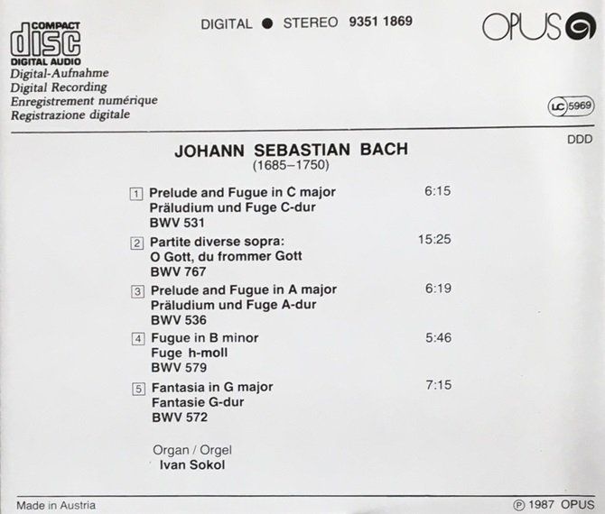 CD: Bach - Organ Compositions (Ivan Sokol) – Usato da Grüningen venduto da azulblanco 1
