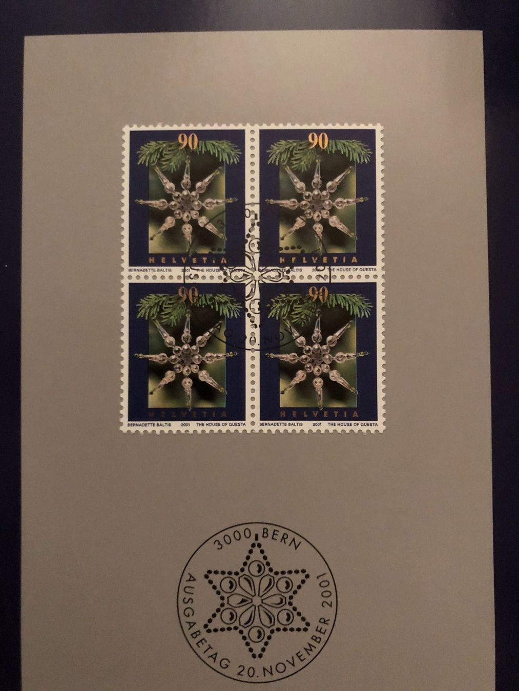 Tutti i francobolli: FDC PTT Weihnachtskarte 2001,  Bern 20. November 2001 – Nuovo (secondo la descrizione) da Landquart venduto da interesse63 2
