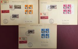 1944 drei Briefe Jubil. Flug F40+Apollo Serie 4erBloc ab 1.-