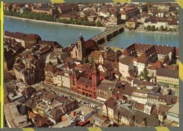  AK col Basel BS Marktplatz, Mittlere Brücke,Flugbild ≈ 197