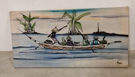 Aquarell Fischerboot Asien signiert "Hildmann" Rarität