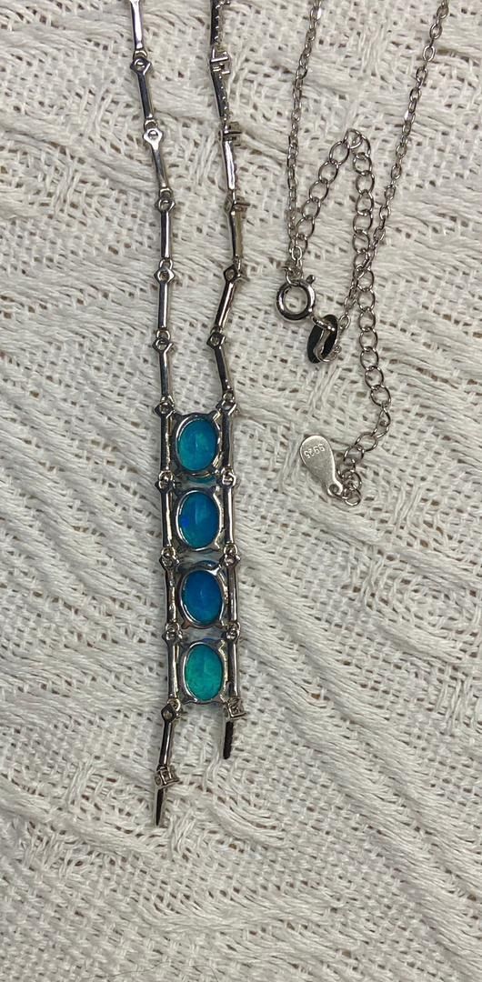 Catenine: Blue Opal Halskette, Asymetrisch Silber 925 – Usato da St. Gallen venduto da GIULESGG 5