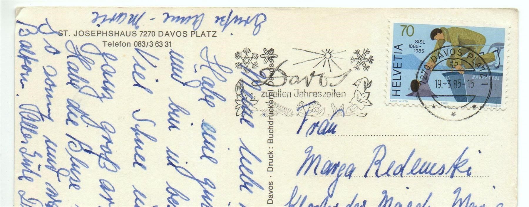 Cartoline postali: DAVOS PLATZ St. Josephshaus – Usato da Jona venduto da philajona 1